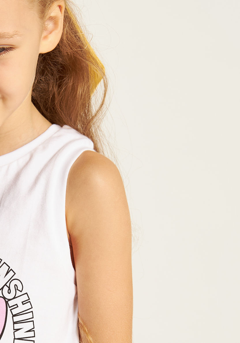 Disney Daisy Duck Print Sleeveless T-shirt with Knot Detail-T Shirts-image-2