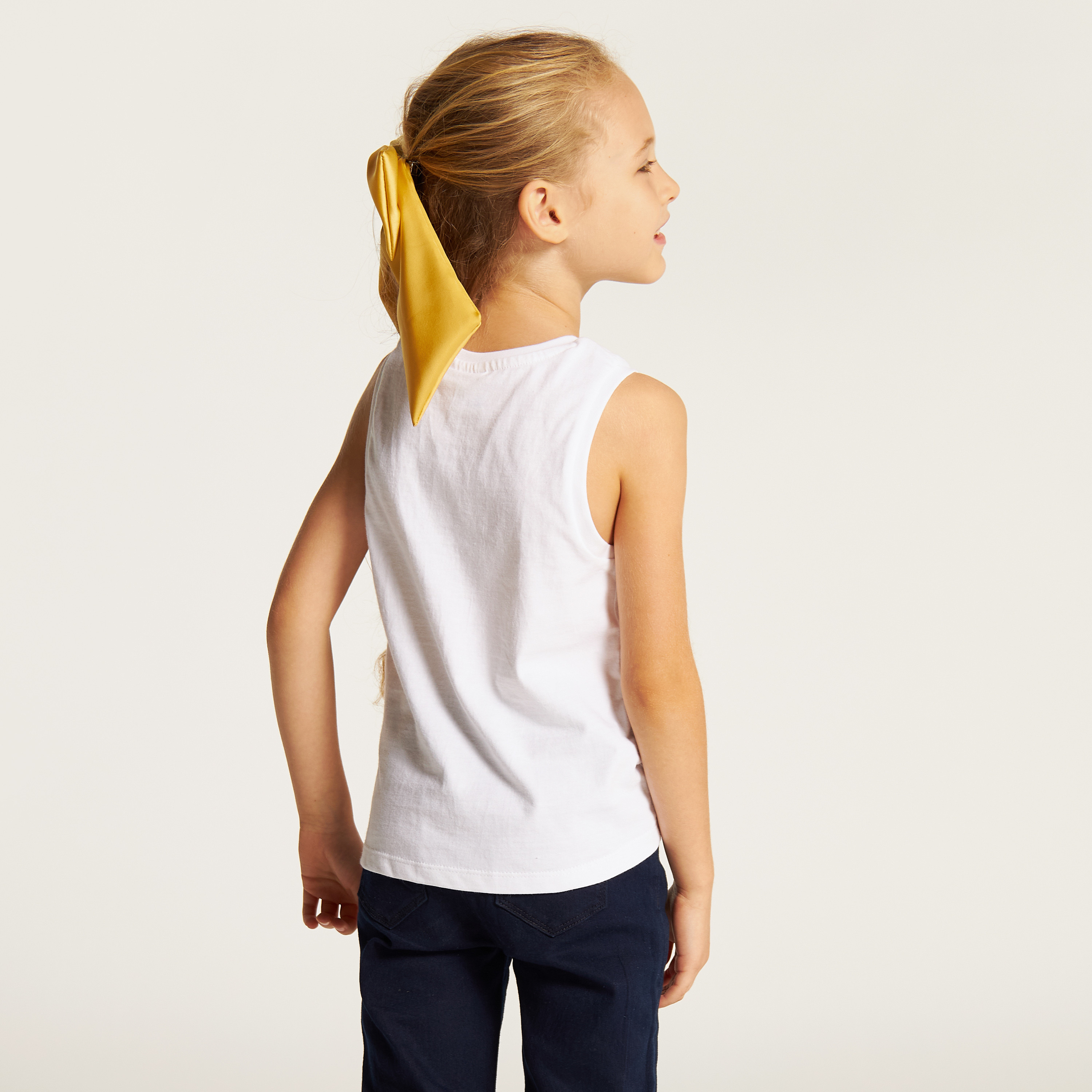 Disney Daisy Duck Print Sleeveless T-shirt with Knot Detail-girls-clothing-tshirts-image-4