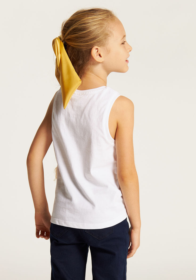 Disney Daisy Duck Print Sleeveless T-shirt with Knot Detail-T Shirts-image-3