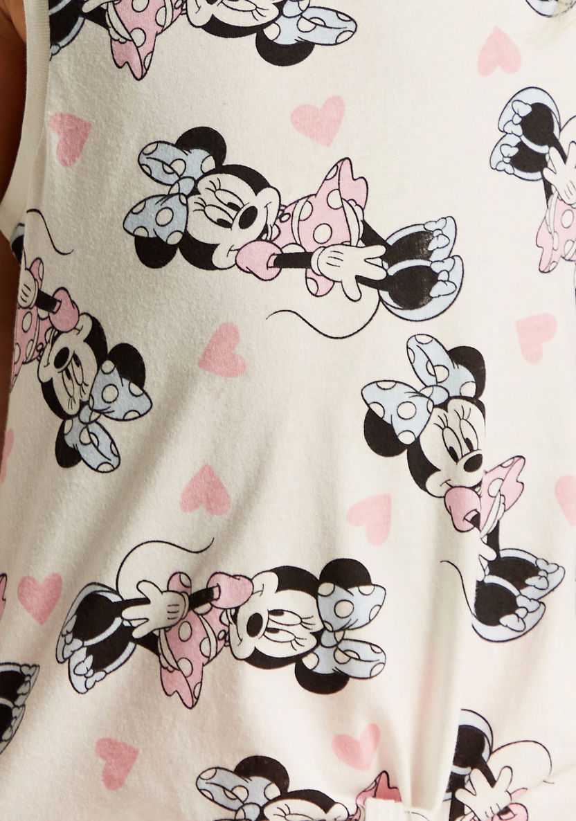 Disney Minnie Mouse Print Sleeves T-shirt with Crew Neck-T Shirts-image-2