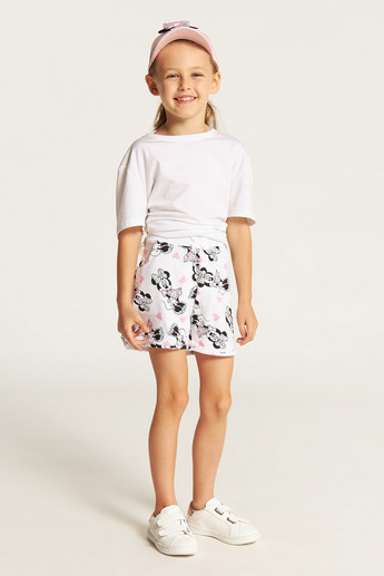 Disney Minnie Mouse Print Shorts with Elasticated Waistband and Pockets