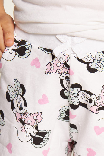 Disney Minnie Mouse Print Shorts with Elasticated Waistband and Pockets