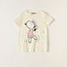 Snoopy Dog Print Round Neck T-shirt with Short Sleeves-T Shirts-thumbnail-0