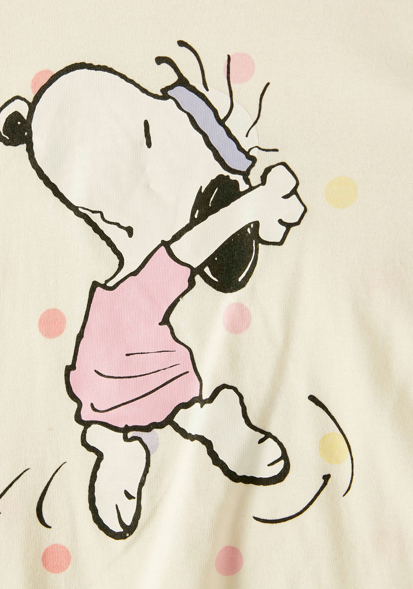 Snoopy Dog Print Round Neck T-shirt with Short Sleeves-T Shirts-image-1