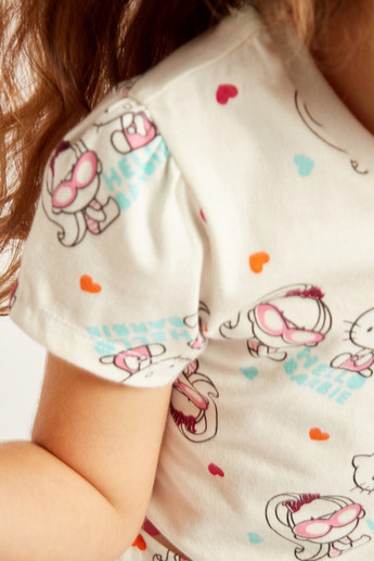 Sanrio Hello Kitty Print T-shirt with Short Sleeves - Set of 2