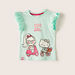Sanrio Hello Kitty and Barbie Print Round Neck T-shirt with Ruffled Sleeves-T Shirts-thumbnail-0