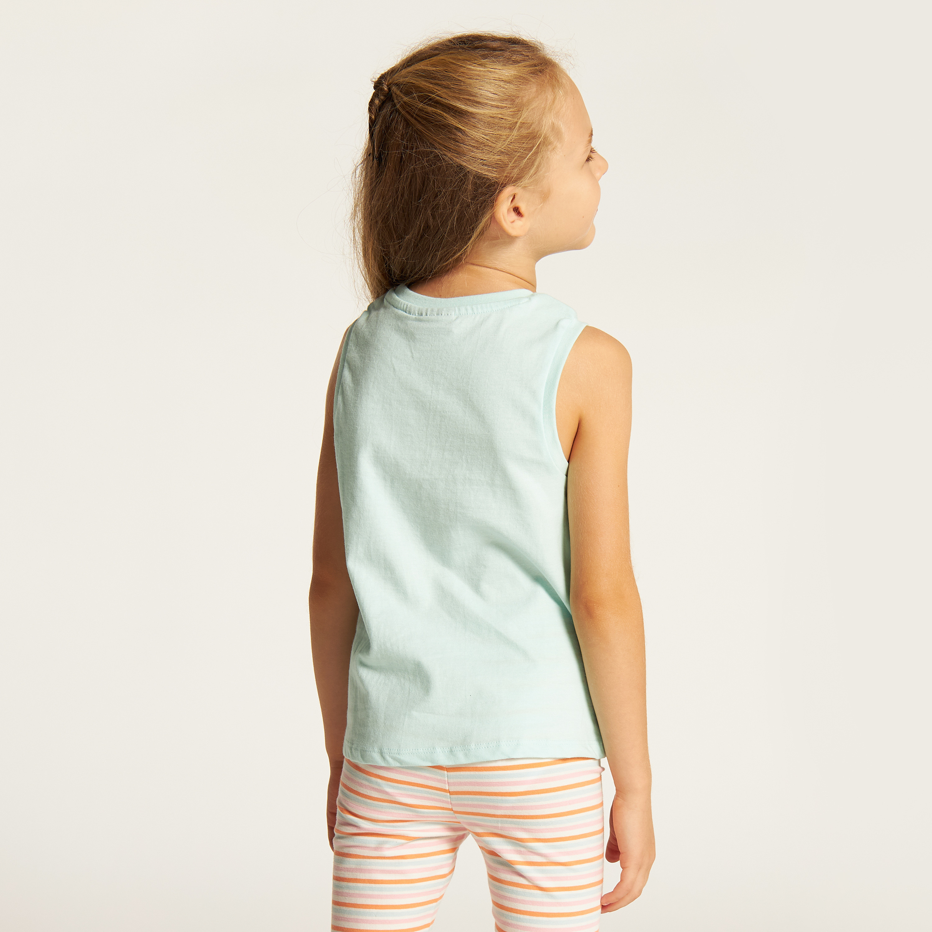 Snoopy Dog Print Sleeveless T-shirt with Knot Detail-girls-clothing-tshirts-image-4