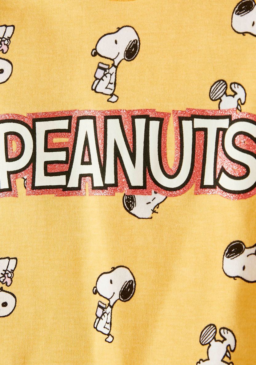 Peanut Print Crew Neck T-shirt with Short Sleeves-T Shirts-image-1
