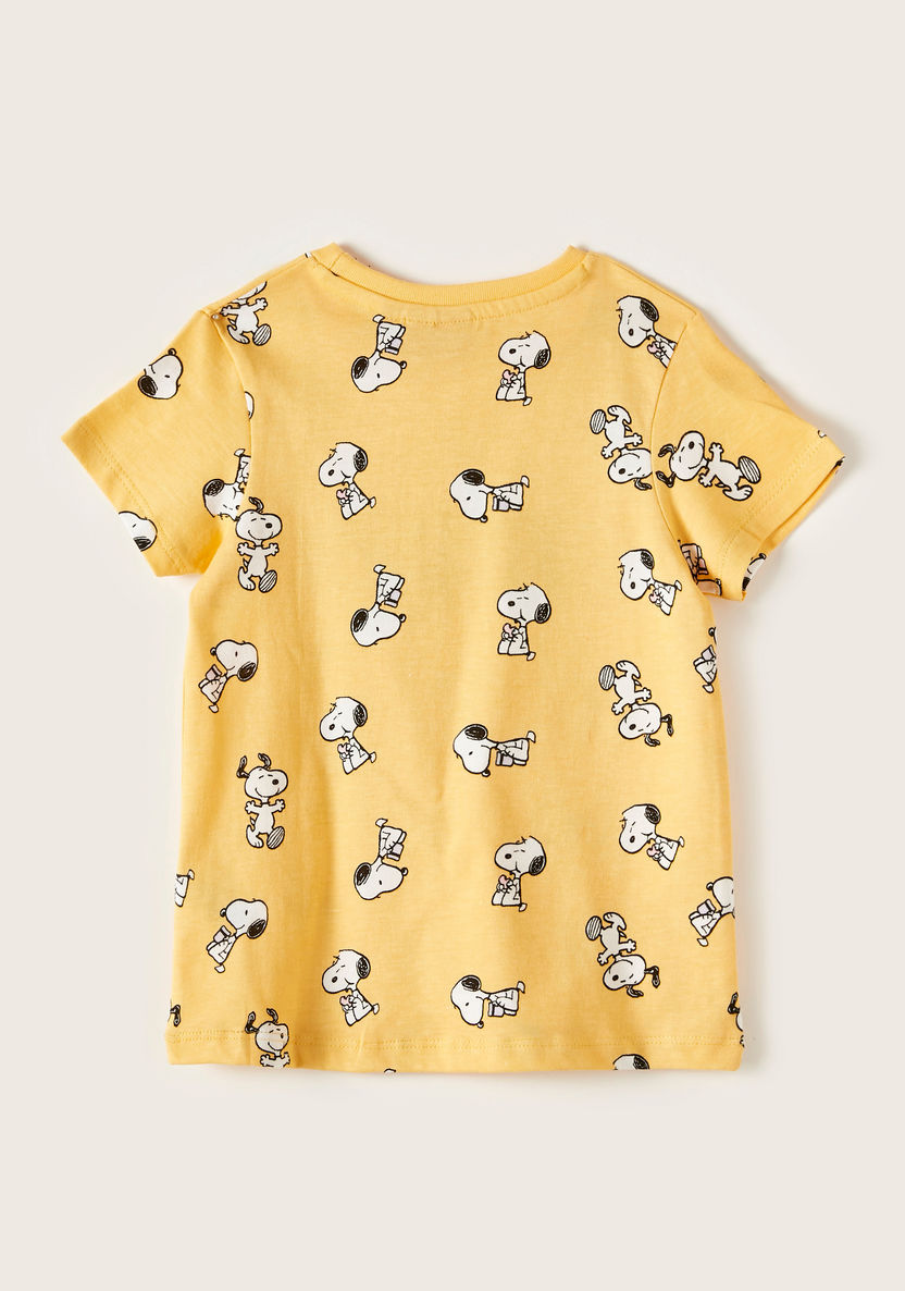 Peanut Print Crew Neck T-shirt with Short Sleeves-T Shirts-image-2