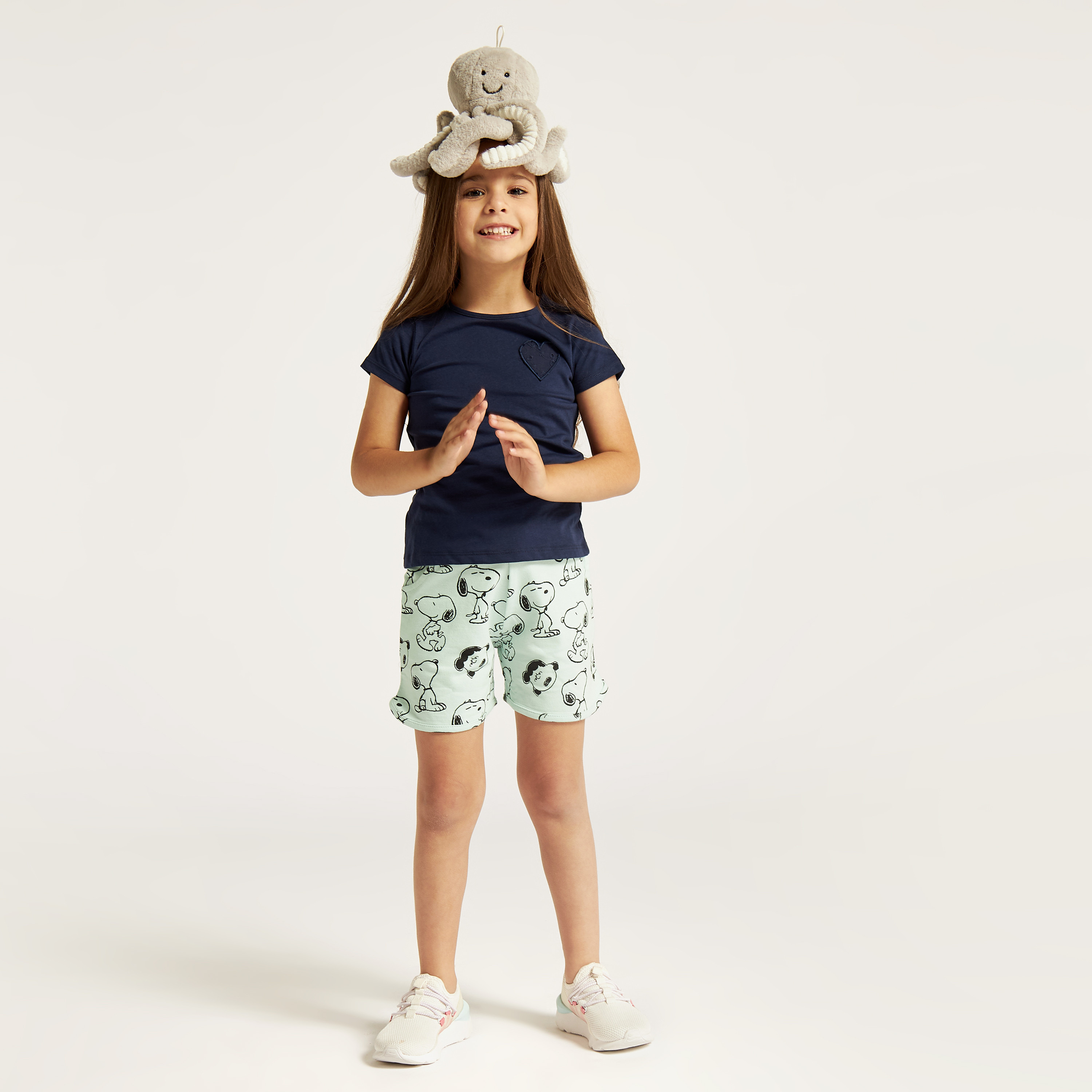 Snoopy Print Shorts with Drawstring Closure-baby-girls-clothing-bottoms-shorts-image-1