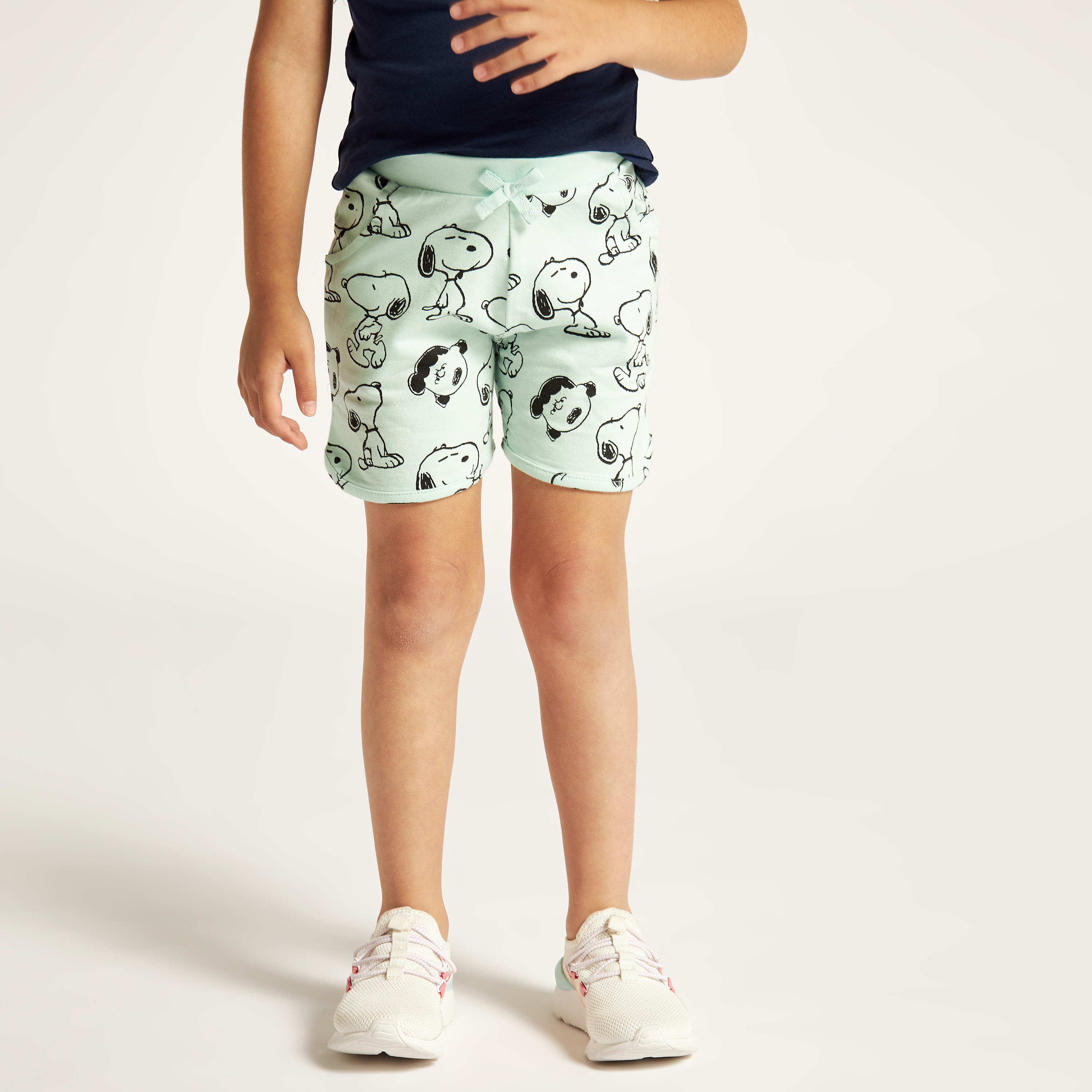 Snoopy Print Shorts with Drawstring Closure-baby-girls-clothing-bottoms-shorts-image-2