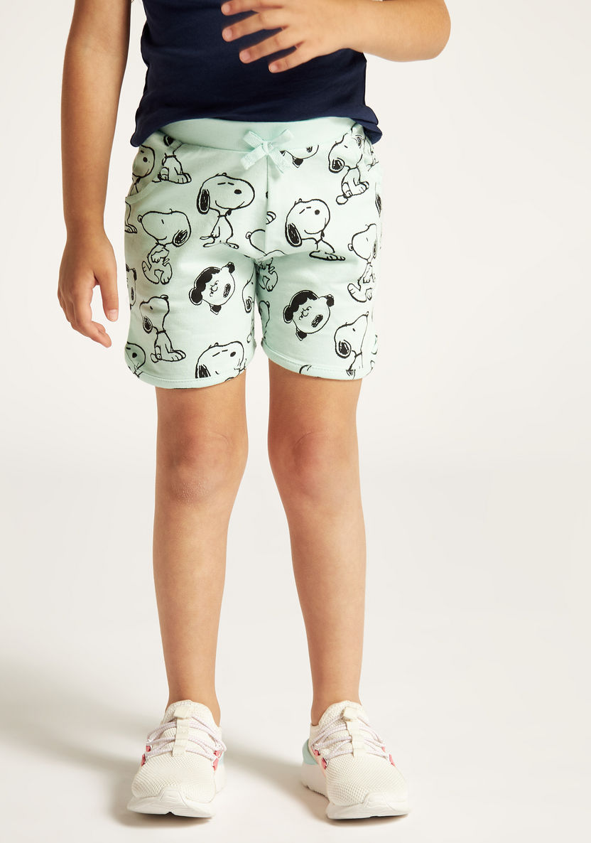 Snoopy Print Shorts with Drawstring Closure-Shorts-image-1