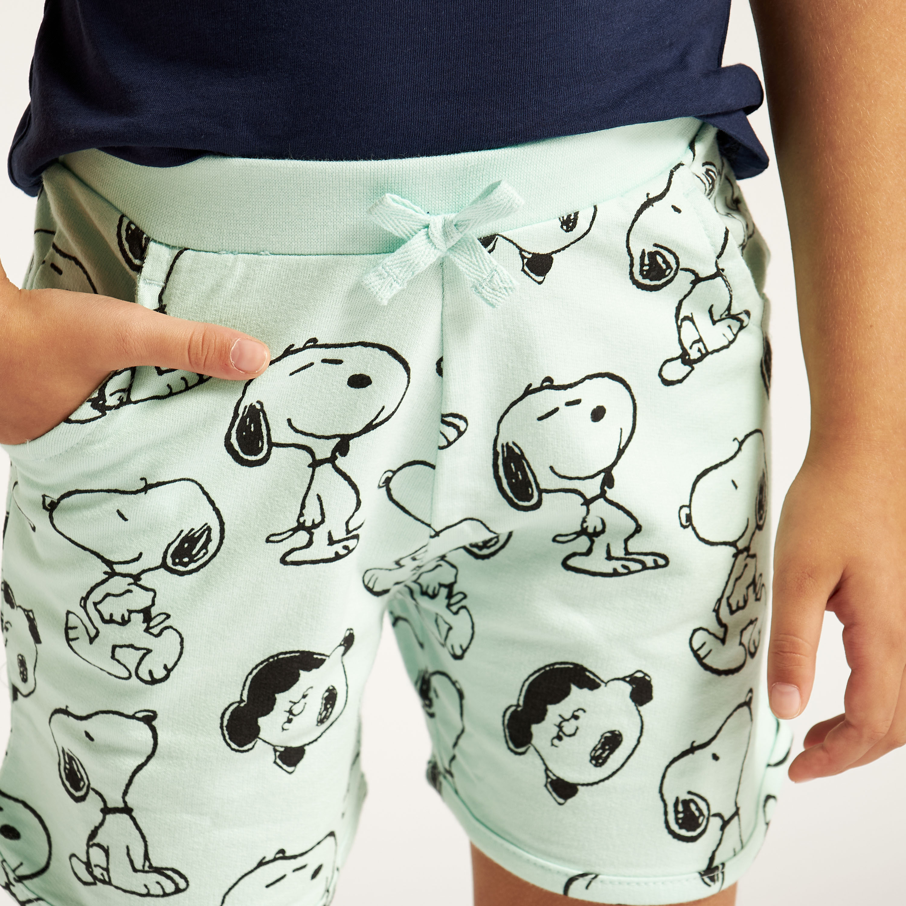 Snoopy Print Shorts with Drawstring Closure-baby-girls-clothing-bottoms-shorts-image-3
