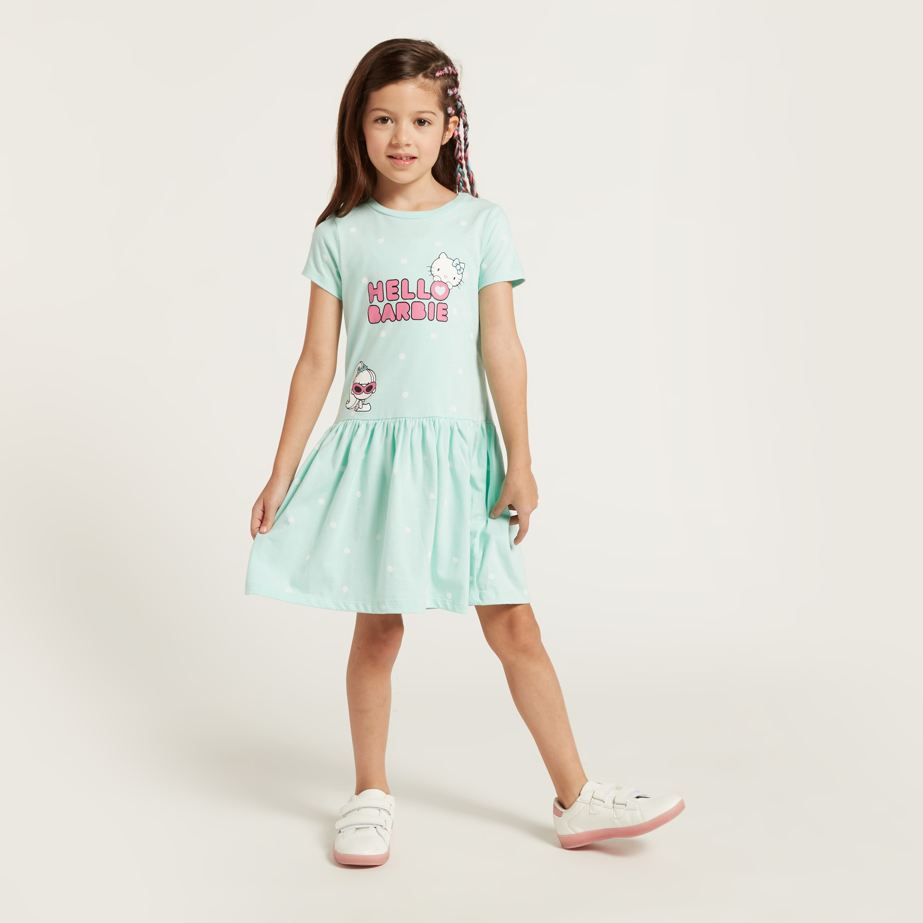 فستان متعدد الطبقات بأكمام قصيرة وطبعات هالو كيتي من سانريو-girls-clothing-dressesandjumpsuits-image-1