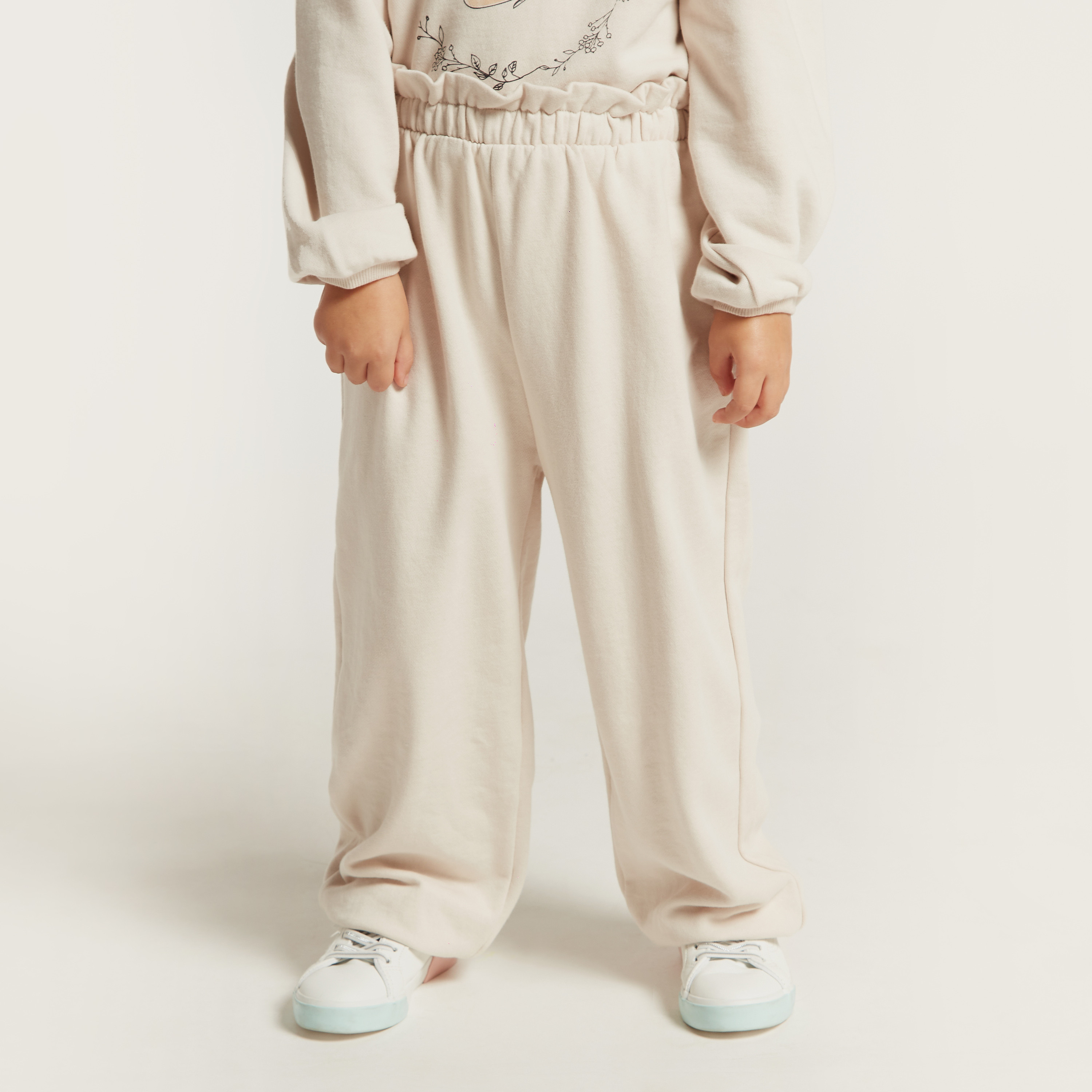 بنطلون محبوك سادة بخصر مطاطي-girls-clothing-bottoms-trousers-image-2