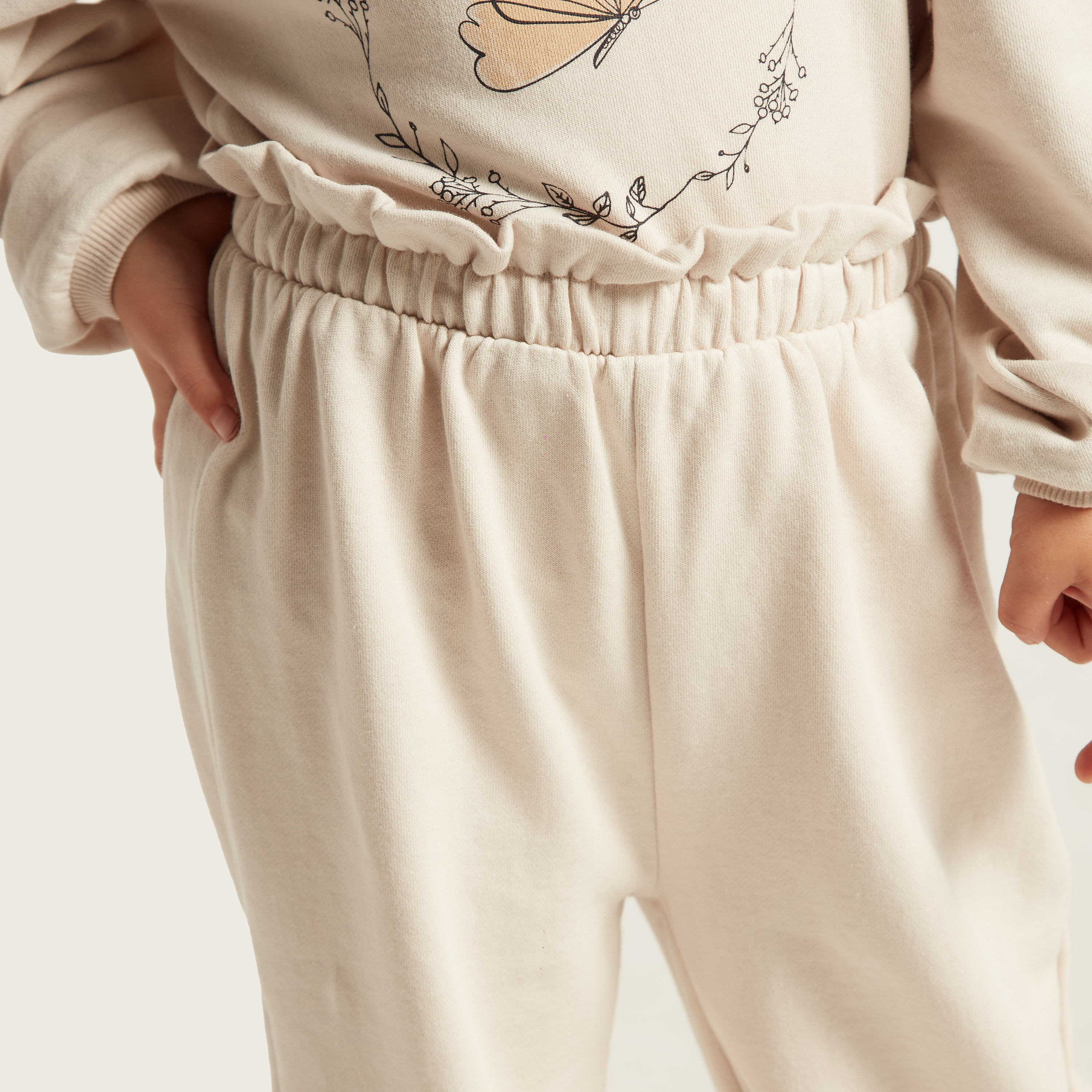 بنطلون محبوك سادة بخصر مطاطي-girls-clothing-bottoms-trousers-image-3