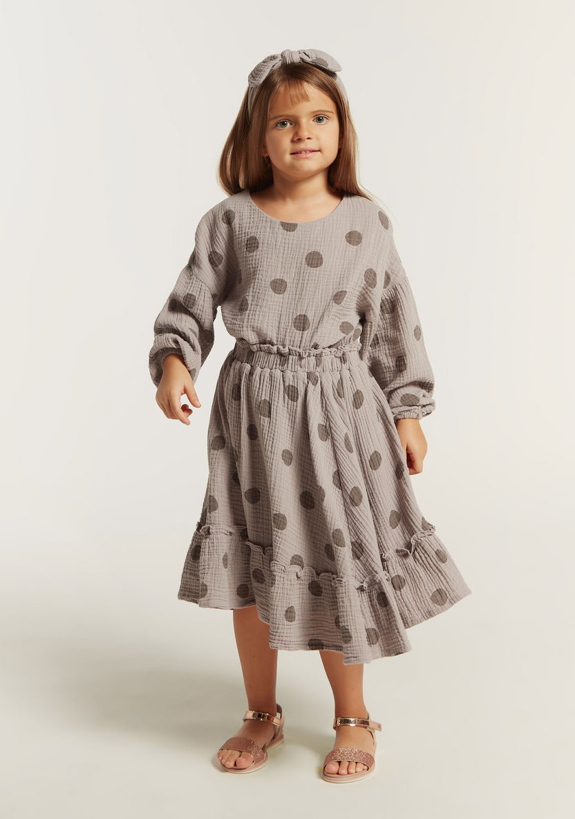 Polka Dot Print Blouse and Skirt Set-Clothes Sets-image-1
