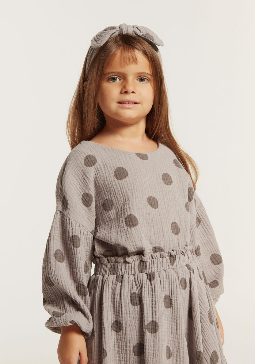 Polka Dot Print Blouse and Skirt Set-Clothes Sets-image-2