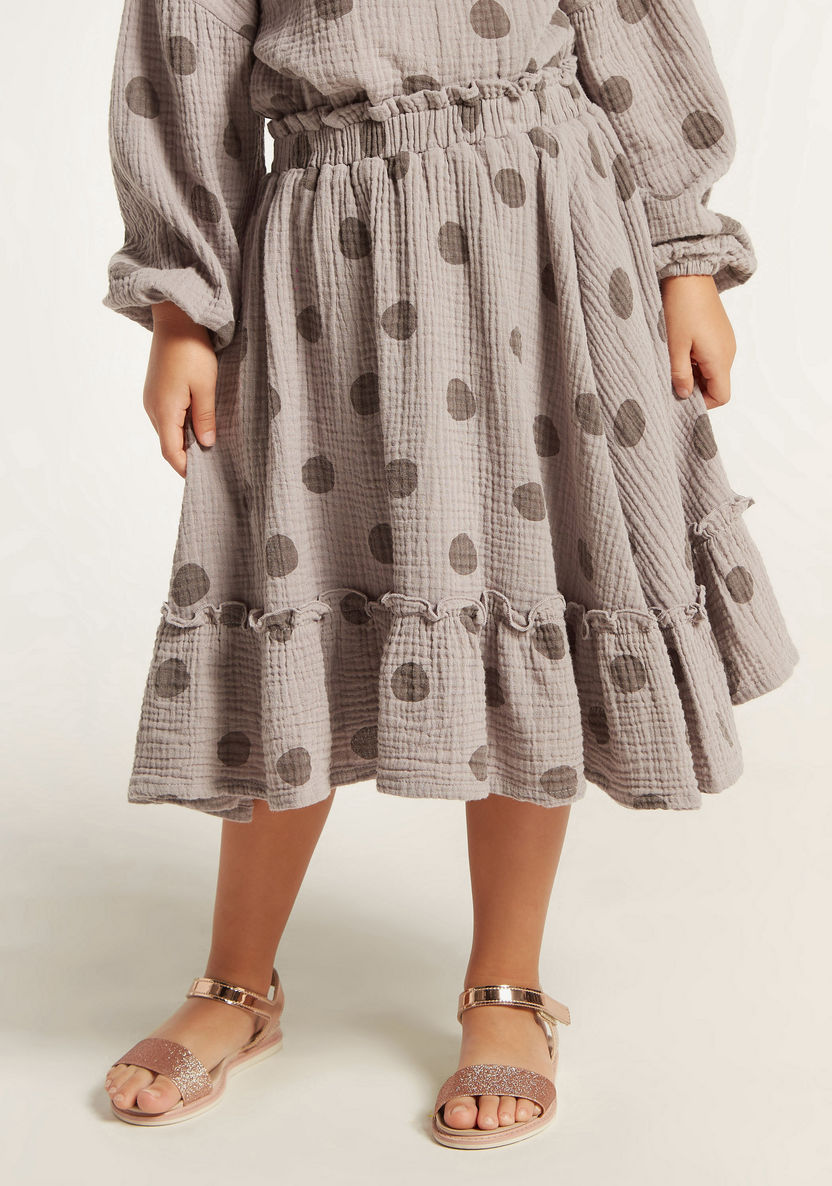 Polka Dot Print Blouse and Skirt Set-Clothes Sets-image-3
