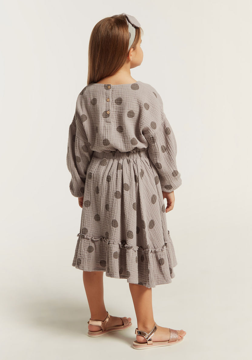 Polka Dot Print Blouse and Skirt Set-Clothes Sets-image-5