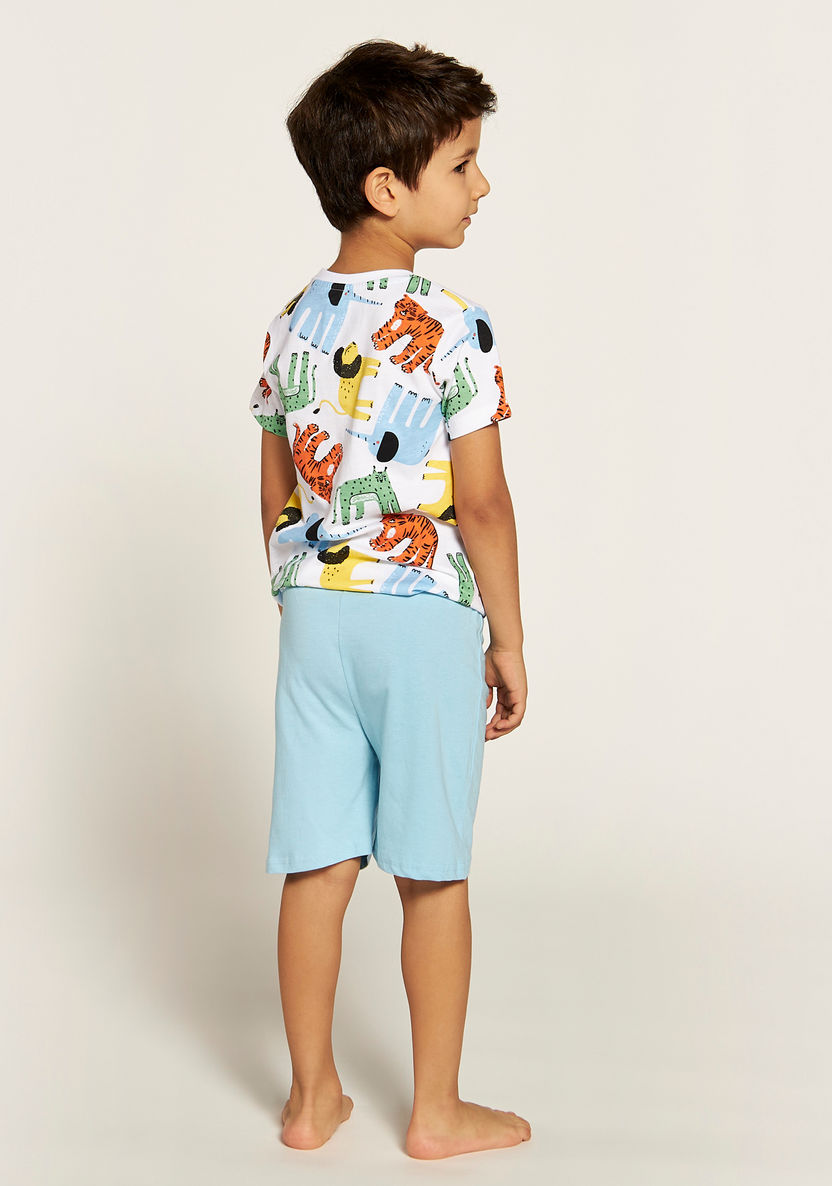 Juniors Animal Print Crew Neck T-shirt and Shorts Set-Nightwear-image-4
