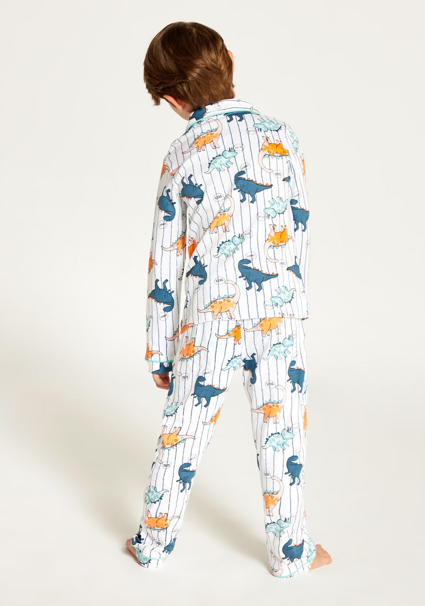 Juniors All Over Dinosaur Print Shirt and Pyjama Set-Nightwear-image-4