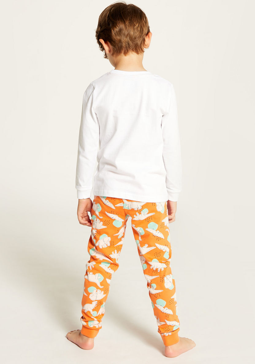 Juniors Printed Crew Neck T-shirt and Pyjama - Set of 2-Nightwear-image-4