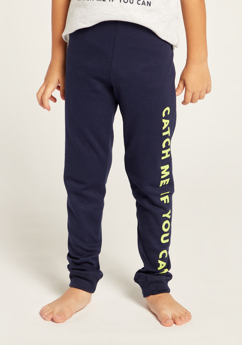 Juniors Printed Crew Neck T-shirt and Pyjama Set-Pyjama Sets-image-2