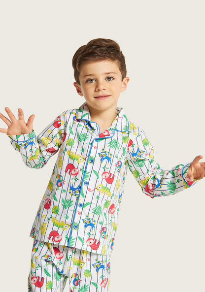 Juniors Printed Long Sleeves Shirt and Elasticated Pyjama Set