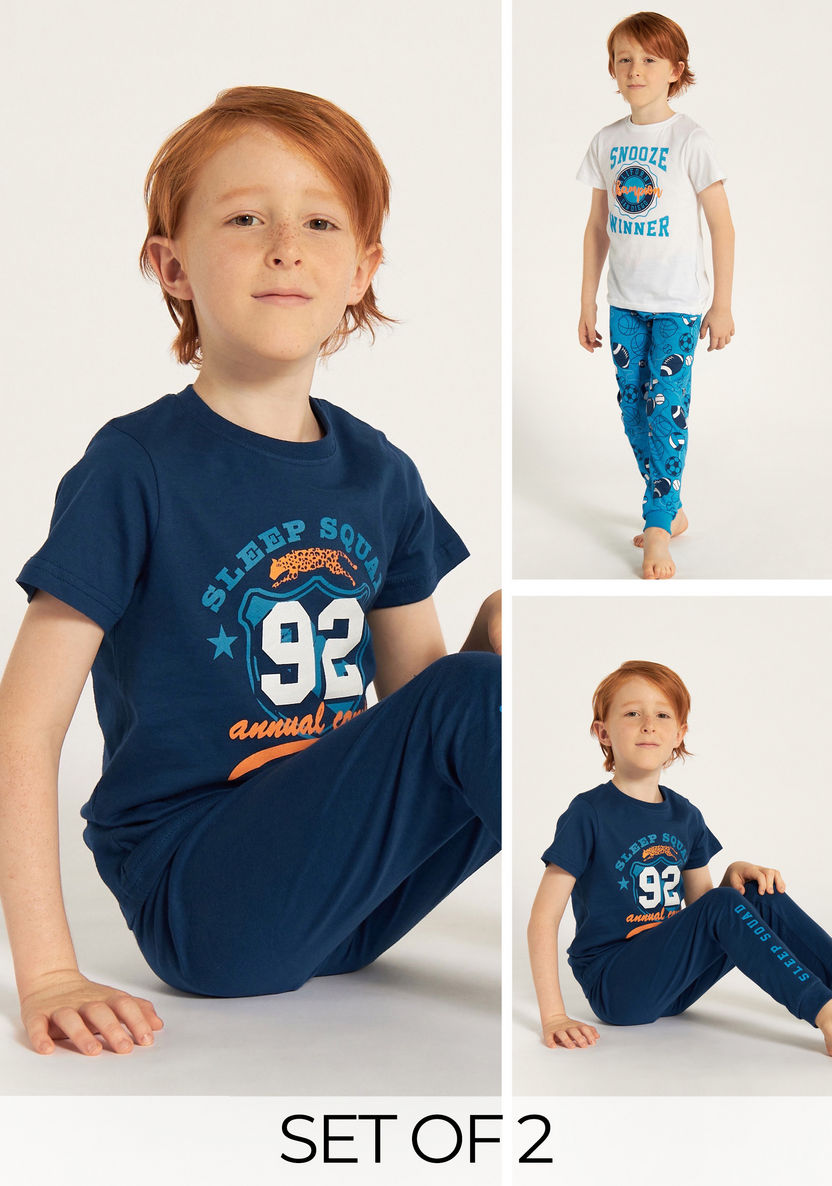 Juniors Printed Short Sleeve T-shirt and Pyjamas - Set of 2-Pyjama Sets-image-0