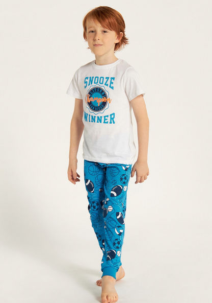 Juniors Printed Short Sleeve T-shirt and Pyjamas - Set of 2
