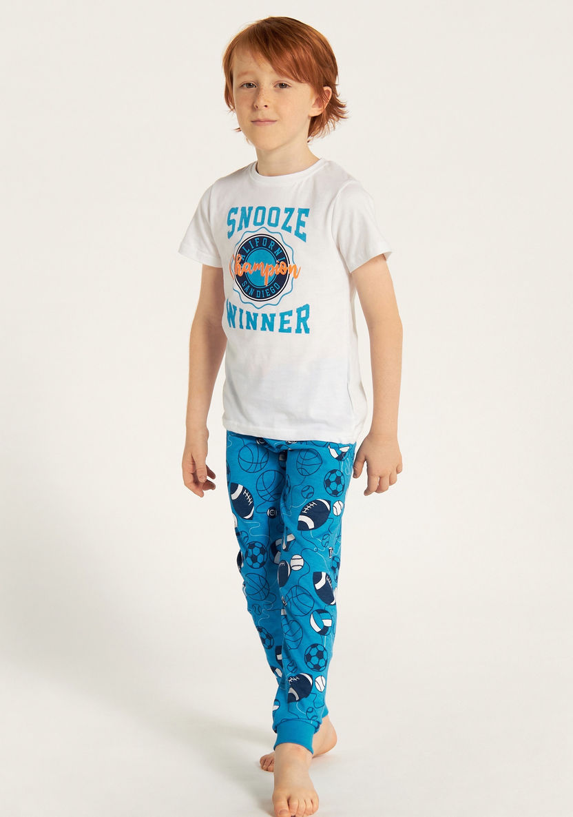 Juniors Printed Short Sleeve T-shirt and Pyjamas - Set of 2-Pyjama Sets-image-5