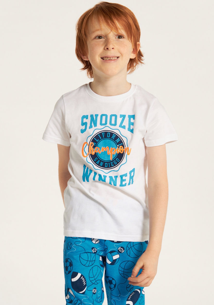 Juniors Printed Short Sleeve T-shirt and Pyjamas - Set of 2-Pyjama Sets-image-6