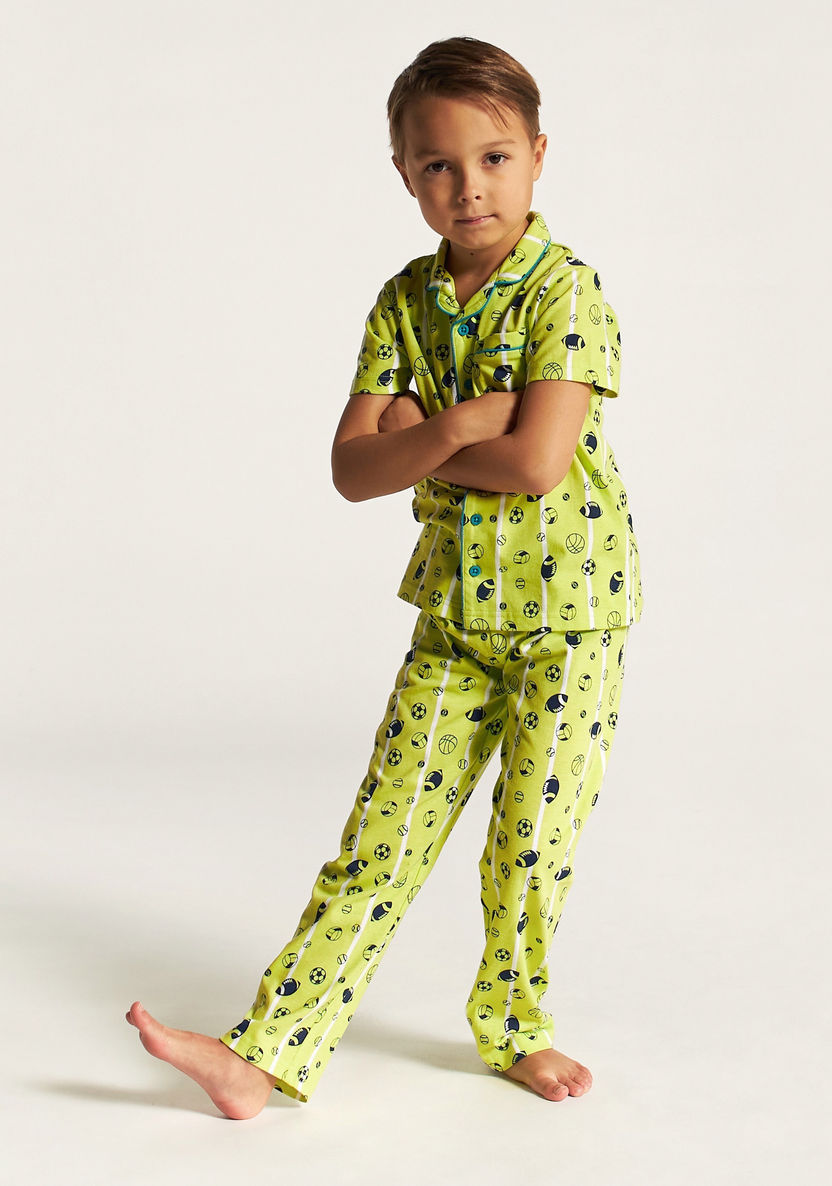 Juniors Printed Short Sleeve Shirt and Pyjama Set-Nightwear-image-1