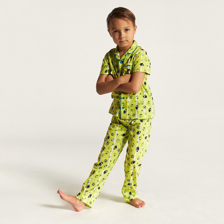 Juniors Printed Short Sleeve Shirt and Pyjama Set