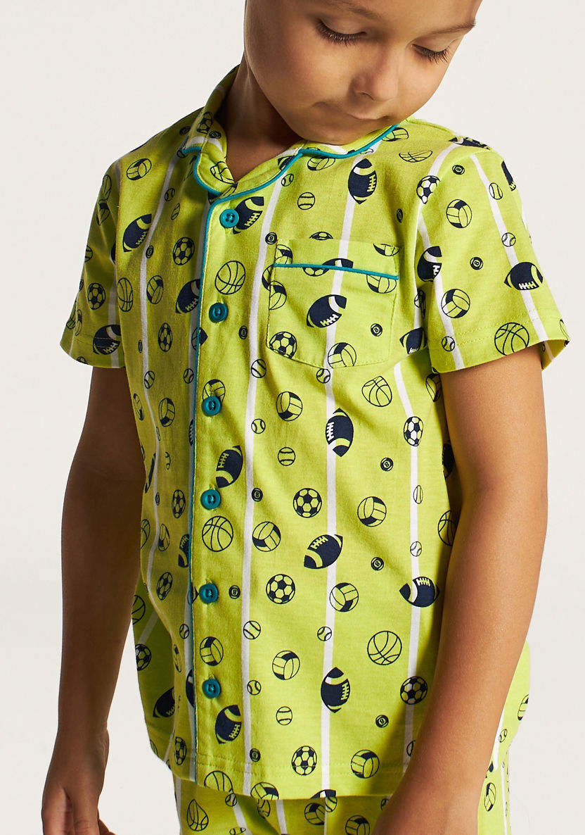 Juniors Printed Short Sleeve Shirt and Pyjama Set-Nightwear-image-2