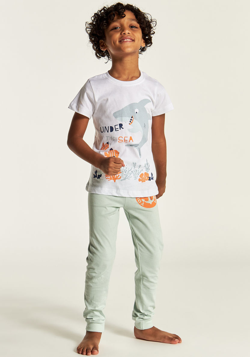 Juniors Printed Round Neck T-shirt and Pyjama - Set of 2-Multipacks-image-6