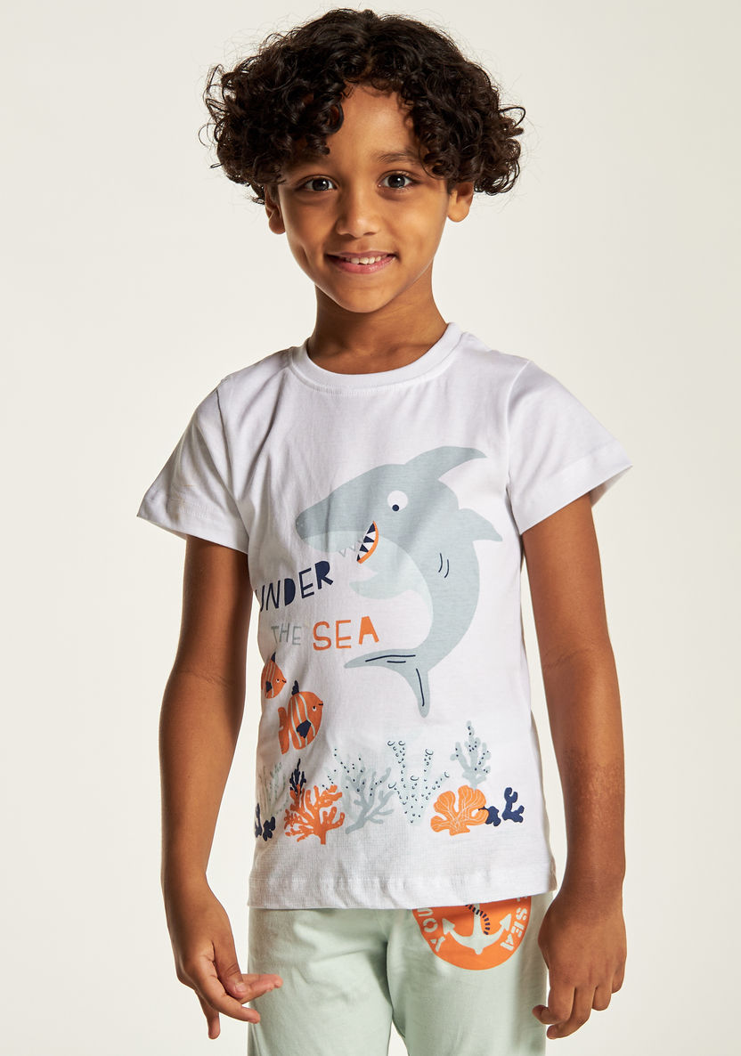 Juniors Printed Round Neck T-shirt and Pyjama - Set of 2-Multipacks-image-7