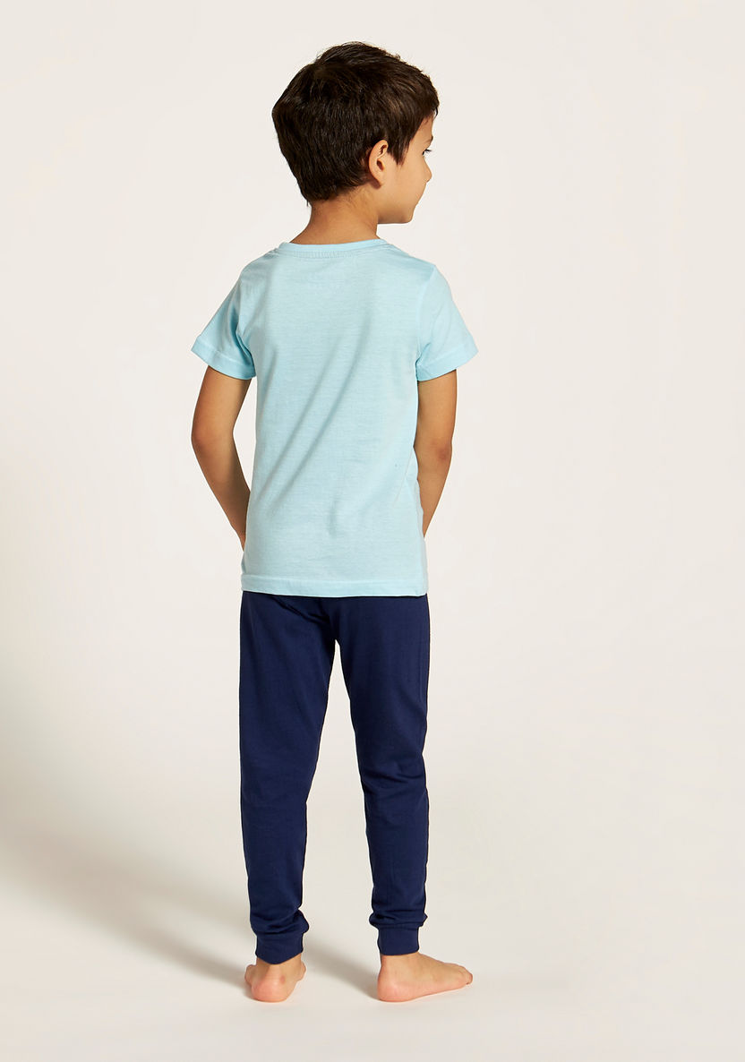 Juniors Printed Crew Neck T-shirt and Full Length Pyjama Set-Nightwear-image-4