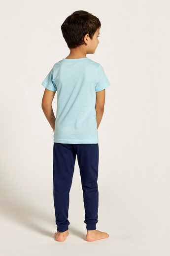 Juniors Printed Crew Neck T-shirt and Full Length Pyjama Set