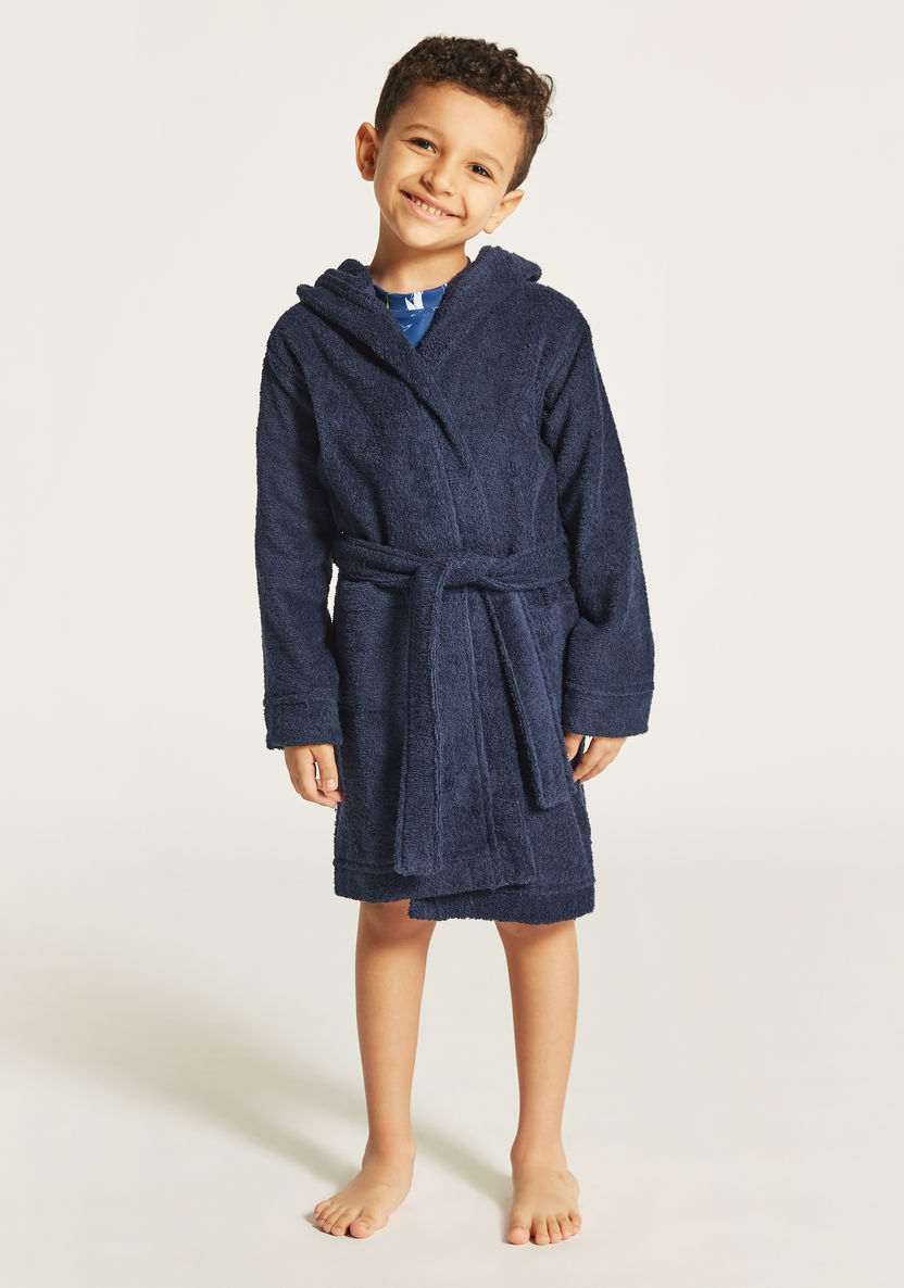 Juniors Textured Bathrobe with Hood and Pockets-Towels and Flannels-image-1