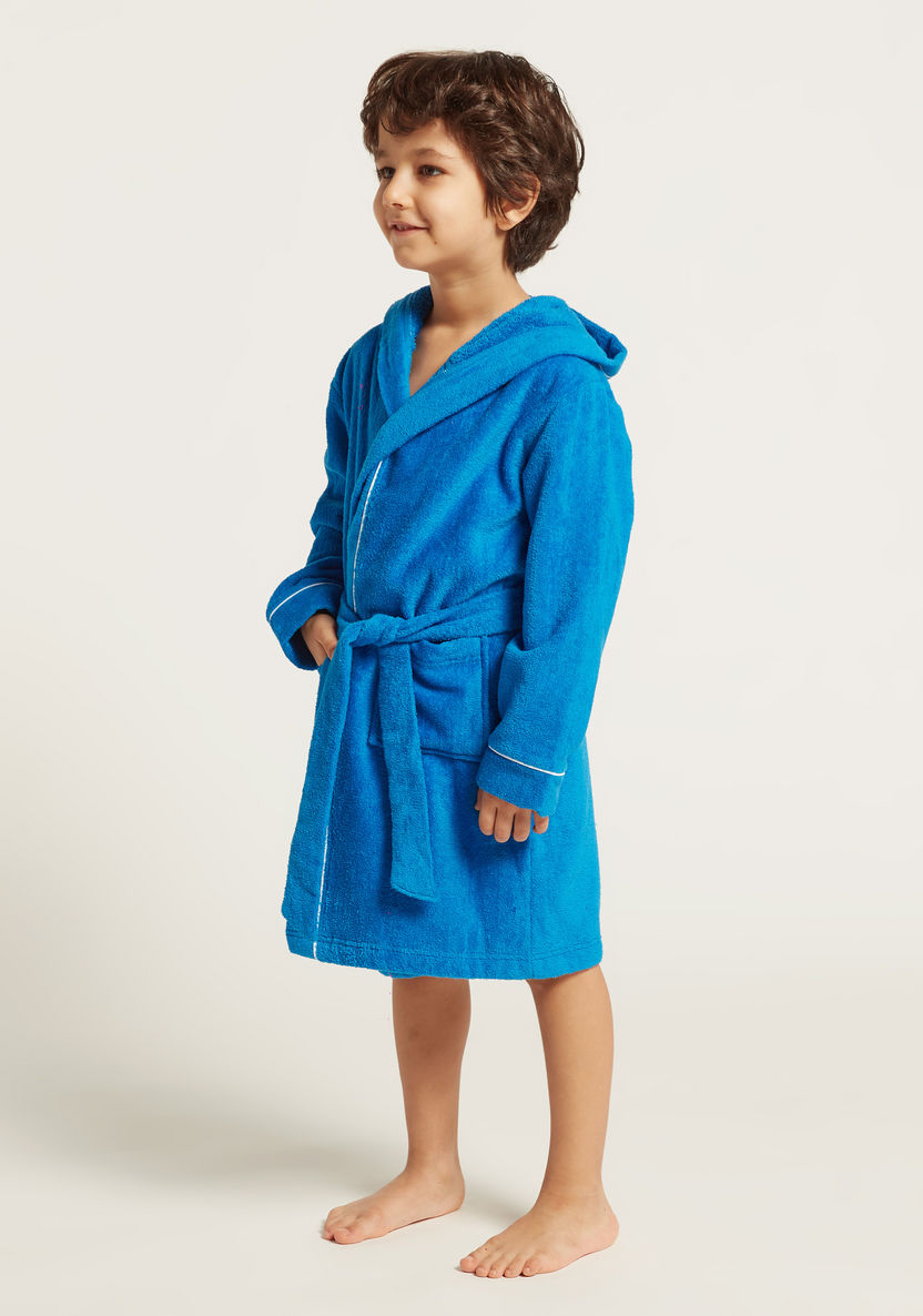Juniors Long Sleeves Bathrobe with Tie-Up Belt and Hood-Towels and Flannels-image-1