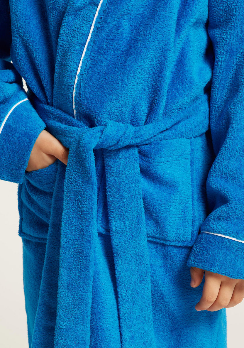 Juniors Long Sleeves Bathrobe with Tie-Up Belt and Hood-Towels and Flannels-image-2