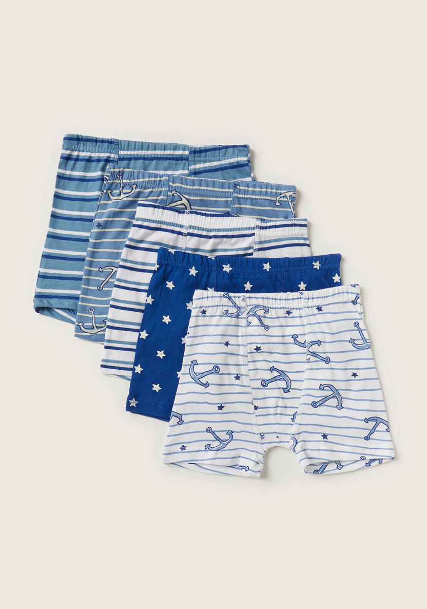 Juniors Printed Boxers with Elasticated Waistband - Set of 5-Underwear and Socks-image-0