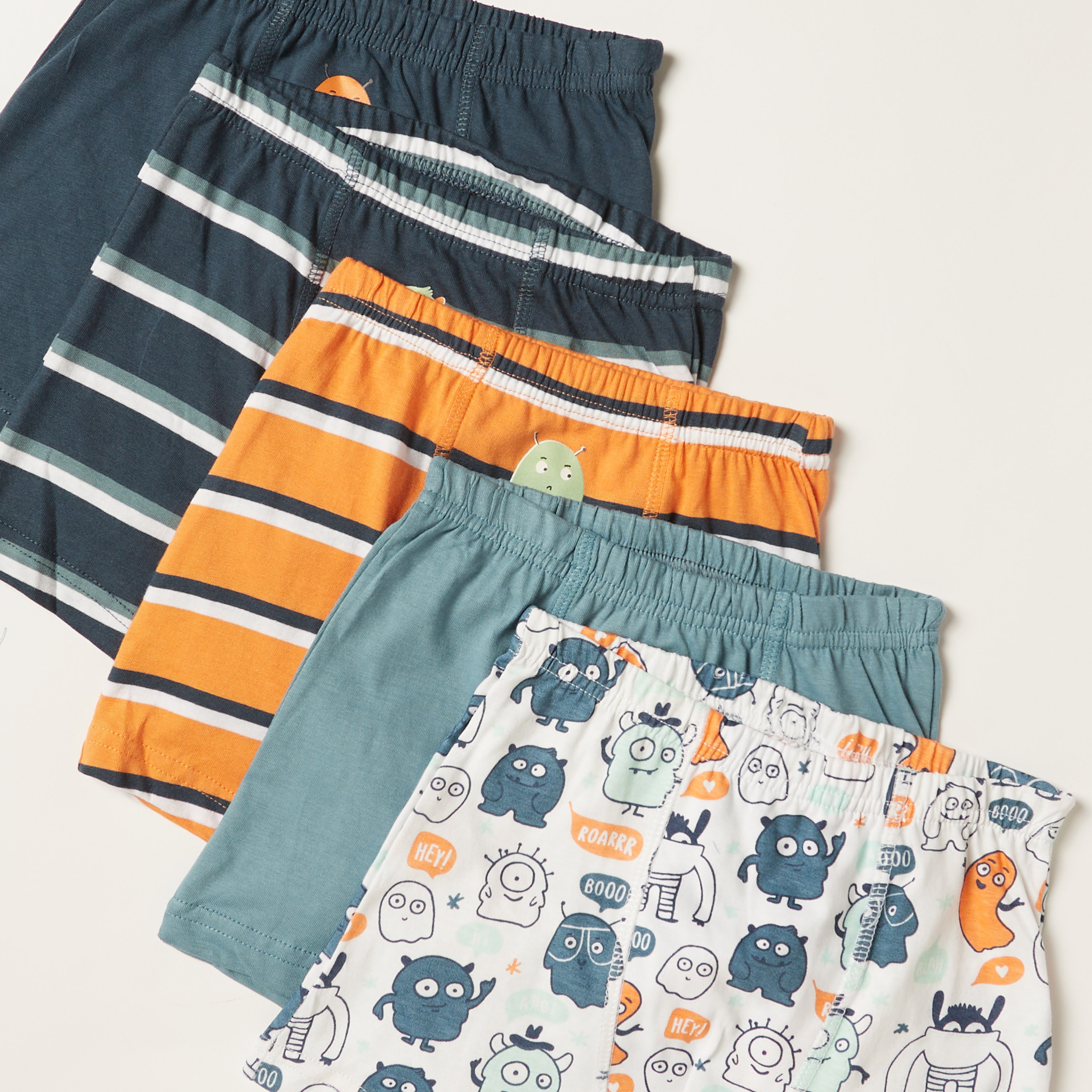 Juniors Printed Boxers with Elasticated Waistband - Set of 5-boys-clothing-innerwear-boxersandbriefs-image-3
