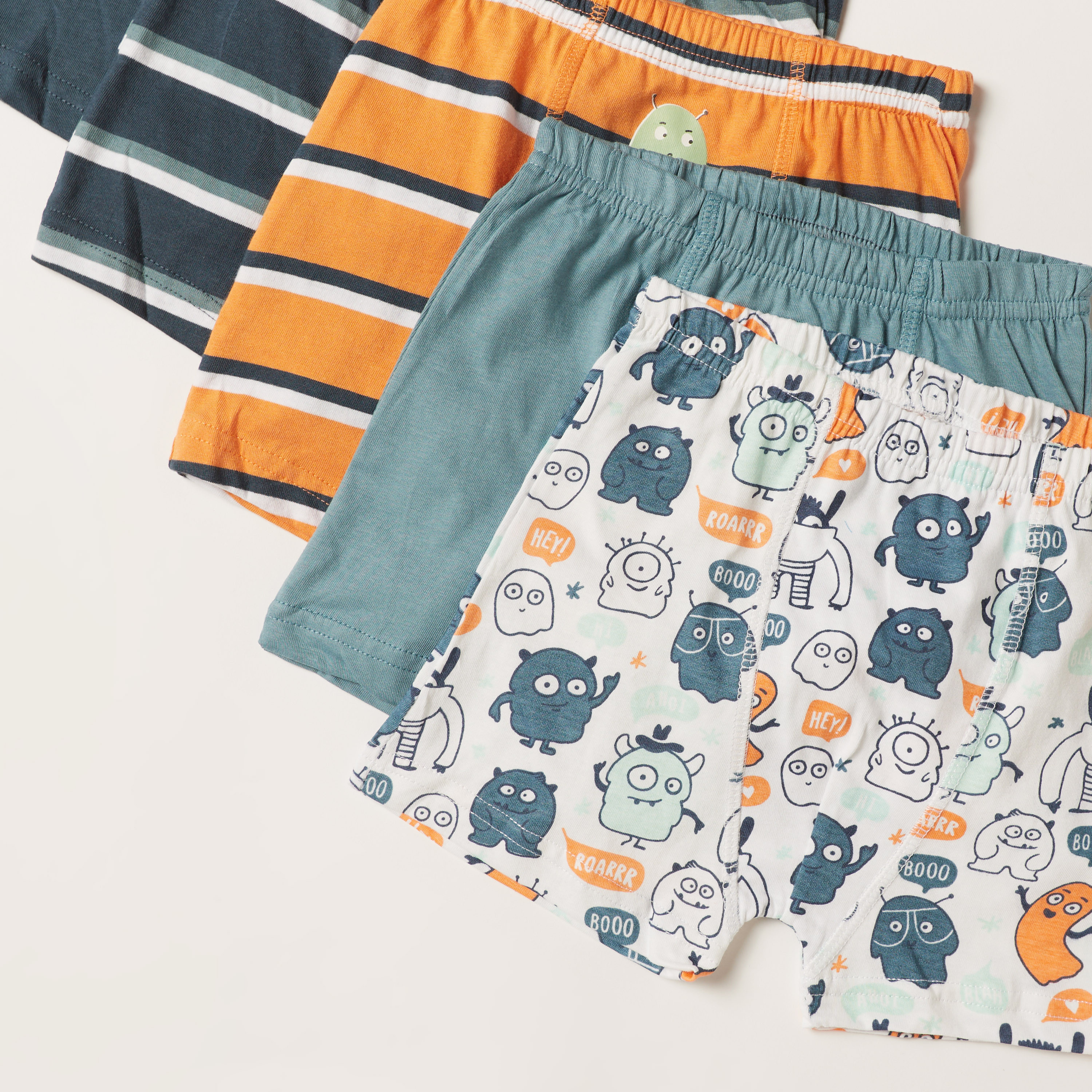 Juniors Printed Boxers with Elasticated Waistband - Set of 5-boys-clothing-innerwear-boxersandbriefs-image-4