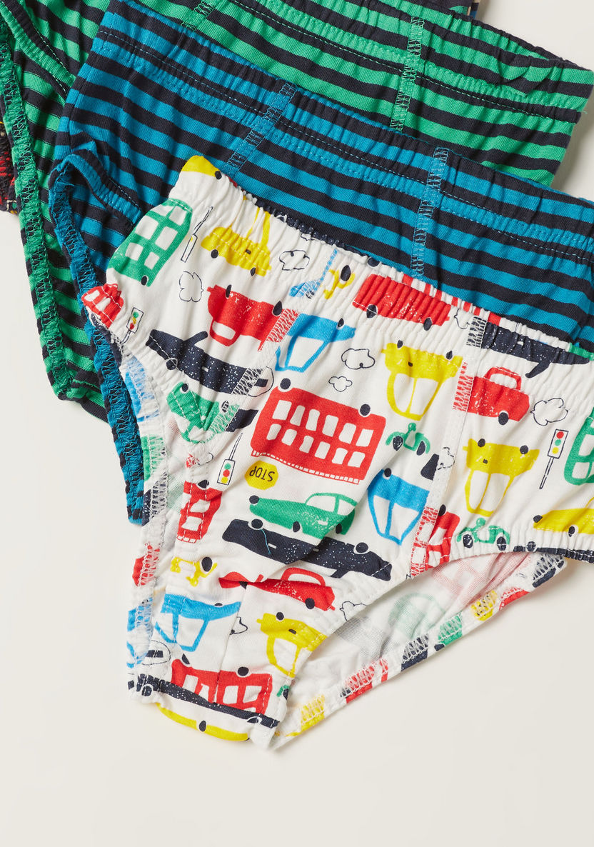 Juniors Printed Briefs with Elasticated Waistband - Set of 5-Boxers and Briefs-image-3