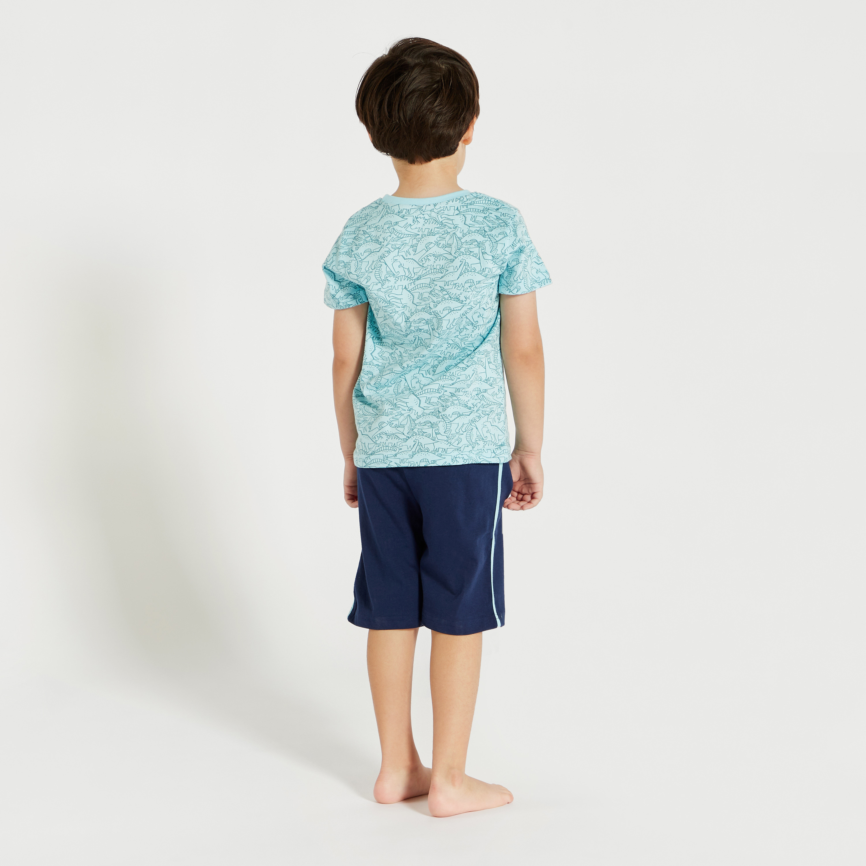 Juniors Printed T-shirt with Short Sleeves and Shorts Set-baby-boys-clothing-nightwear-pyjamasets-image-5