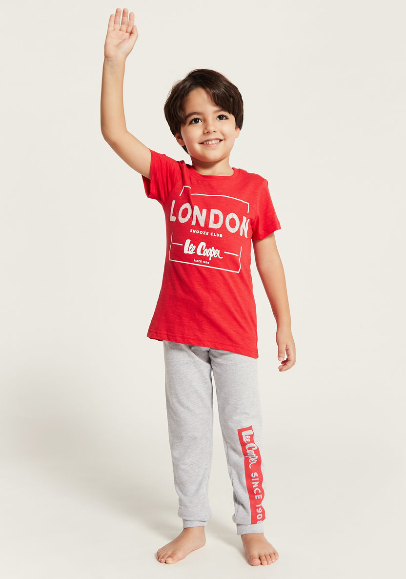 Lee Cooper Printed Short Sleeve T-shirt and Jogger Set-Pyjama Sets-image-1
