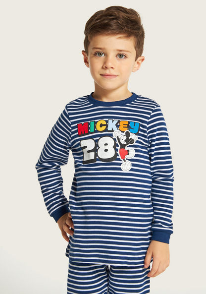 Disney Mickey Mouse Striped T-shirt and Pyjama Set